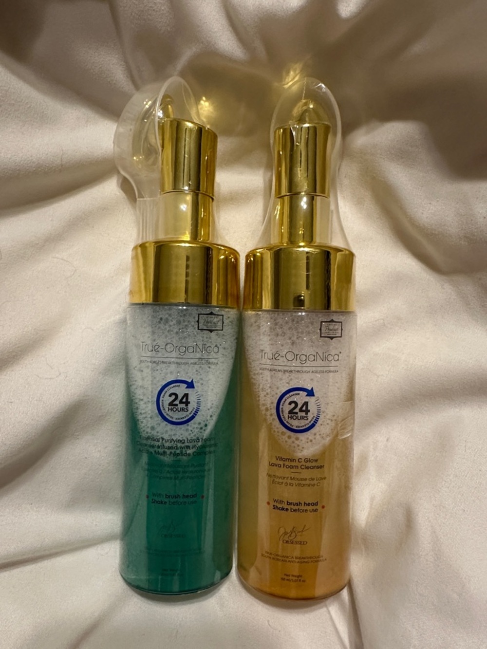 Foaming Cleanser Pair — vitamin C Glow & Lava Foam Infused Hyaluronic Acid&pepti